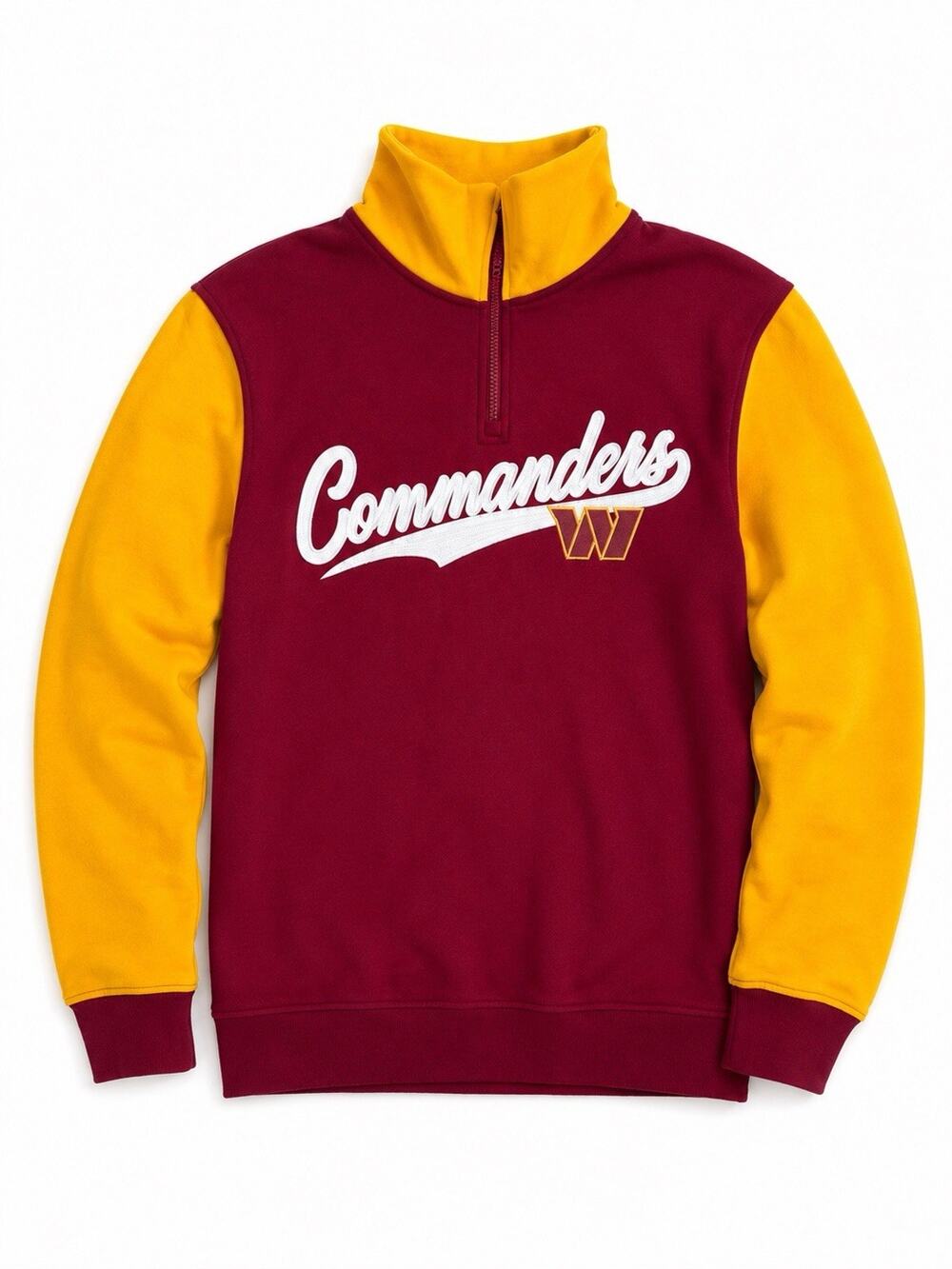 Tommy Hilfiger NFL Washington Commanders 1/4 Zip Sweatshirt Burgundy Gold
